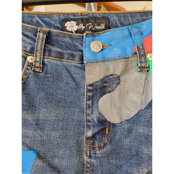 Filthy Wealth Women Blue Denim Cotton Skinny Legs Mid Rise Casual Jeans Size 26 - Picture 2 of 12